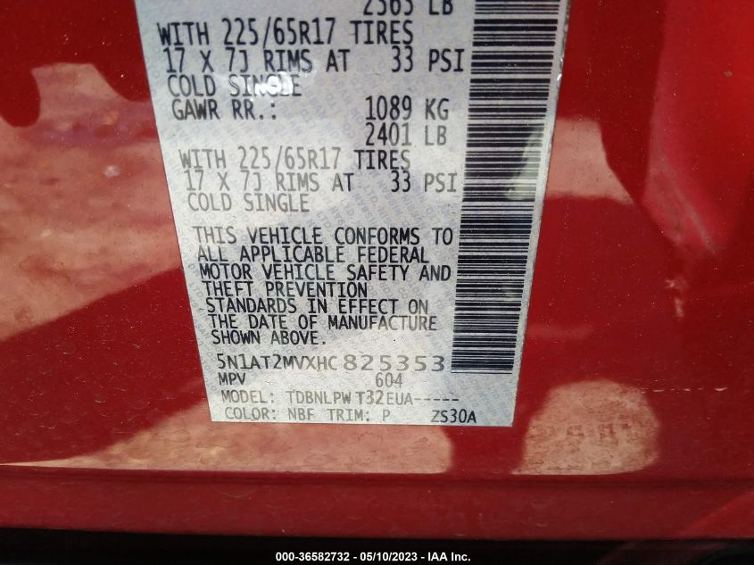 2017 NISSAN ROGUE S - 5N1AT2MVXHC825353