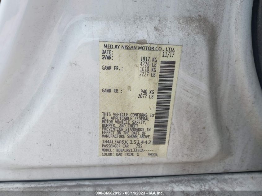 2018 NISSAN ALTIMA 2.5 SV - 1N4AL3AP8JC151442