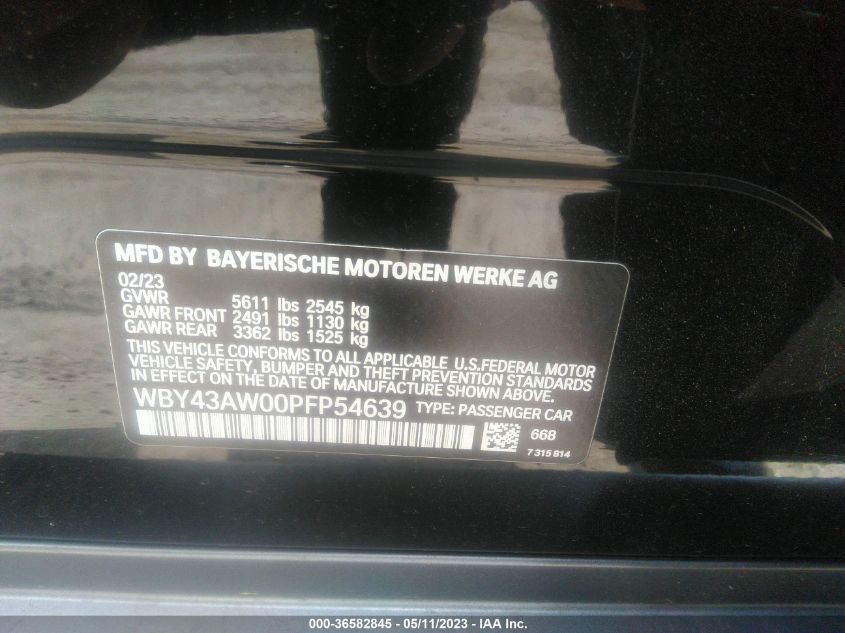 2023 BMW I4 EDRIVE35 WBY43AW00PFP54639