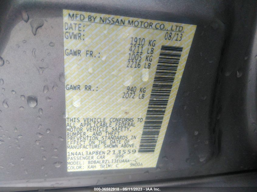 2014 NISSAN ALTIMA 2.5 S - 1N4AL3AP8EN213559