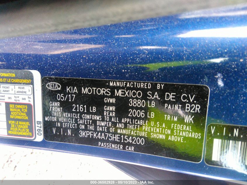 2017 KIA FORTE LX - 3KPFK4A75HE154200