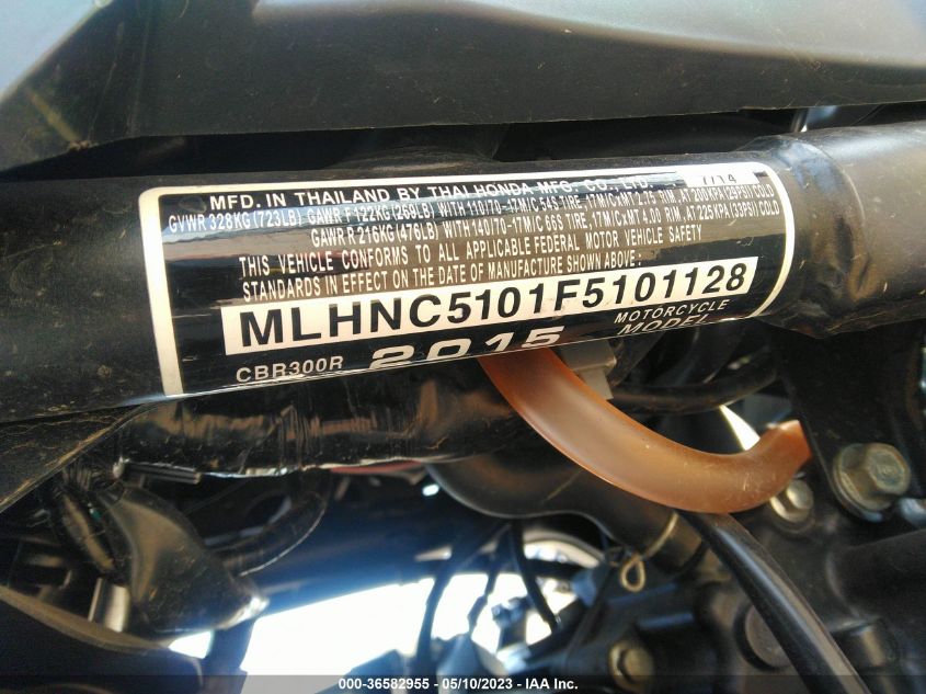 2015 HONDA CBR300 R MLHNC5101F5101128