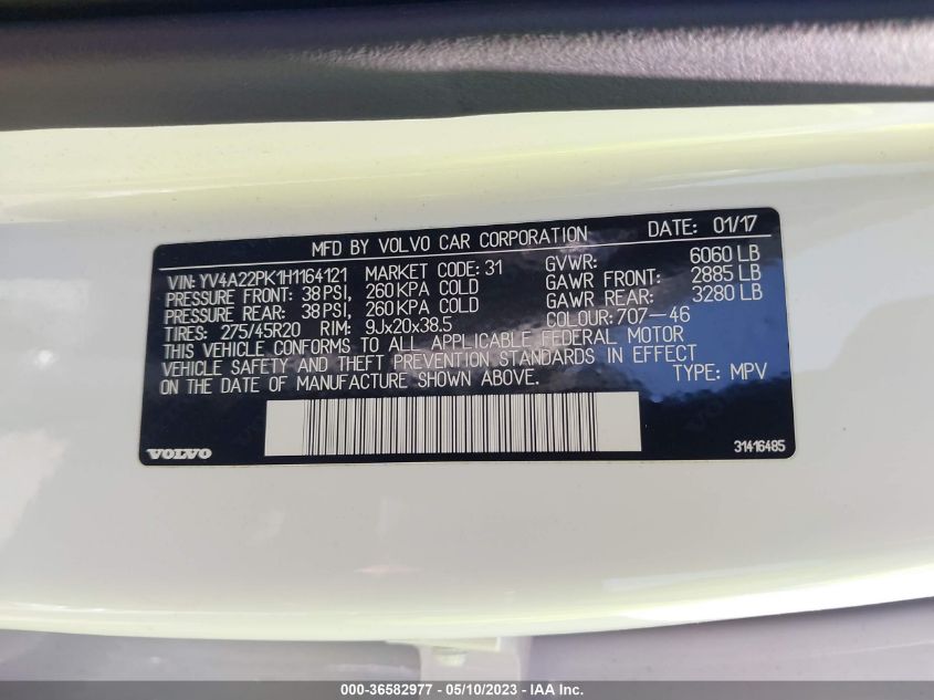 2017 VOLVO XC90 MOMENTUM - YV4A22PK1H1164121