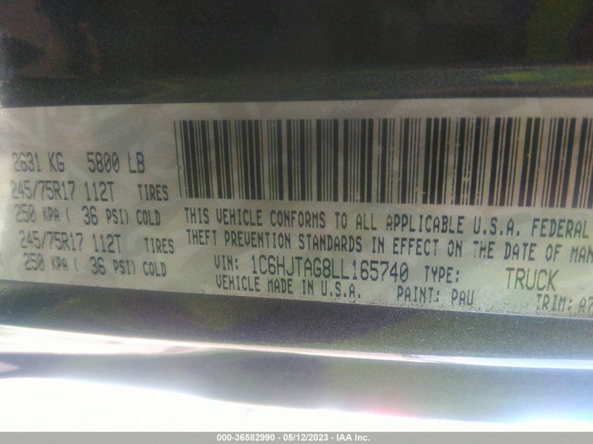 2020 JEEP GLADIATOR SPORT S - 1C6HJTAG8LL165740