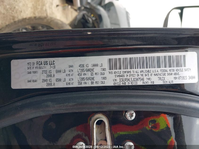 2018 RAM 2500 LARAMIE - 3C6UR5NL5JG307546