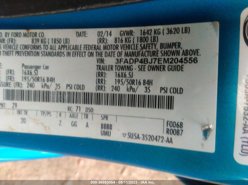 2014 FORD FIESTA SE - 3FADP4BJ7EM204556