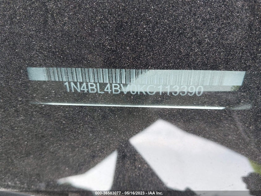 VIN 1N4BL4BV0KC113390 2019 NISSAN ALTIMA 2.5 S
