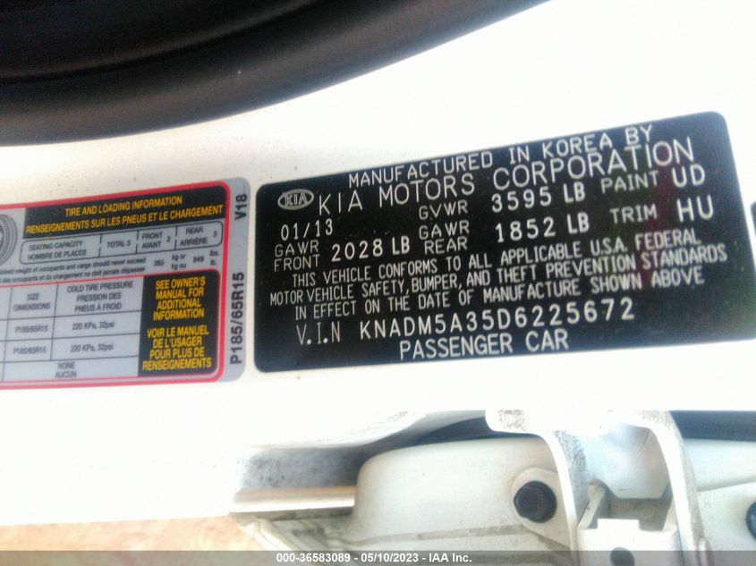 2013 KIA RIO LX - KNADM5A35D6225672