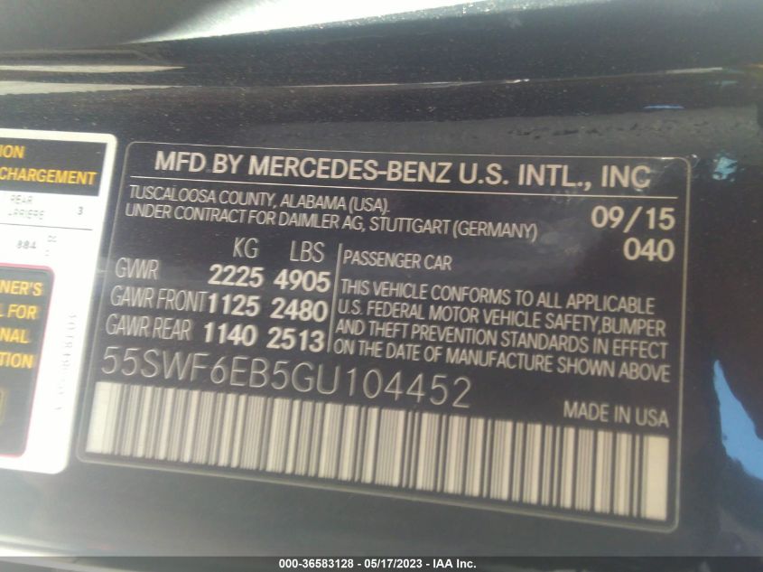 2016 MERCEDES-BENZ C-CLASS C 450 AMG - 55SWF6EB5GU104452