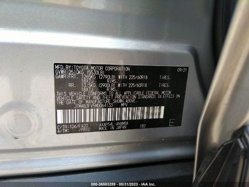2021 TOYOTA RAV4 PRIME SE - JTMAB3FV5MD064133