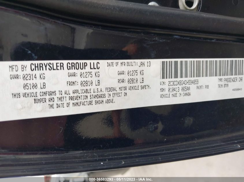 2013 DODGE CHARGER SE - 2C3CDXBG4DH594859
