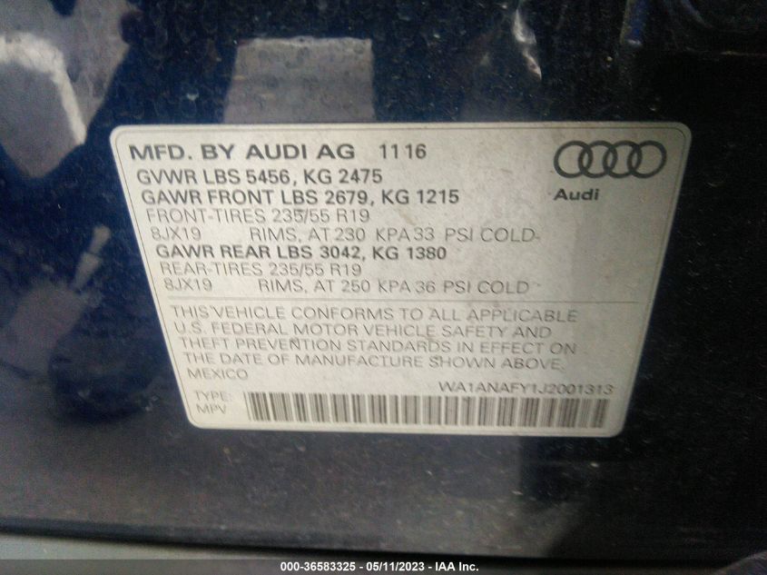 2018 AUDI Q5 PREMIUM/TECH PREMIUM - WA1ANAFY1J2001313