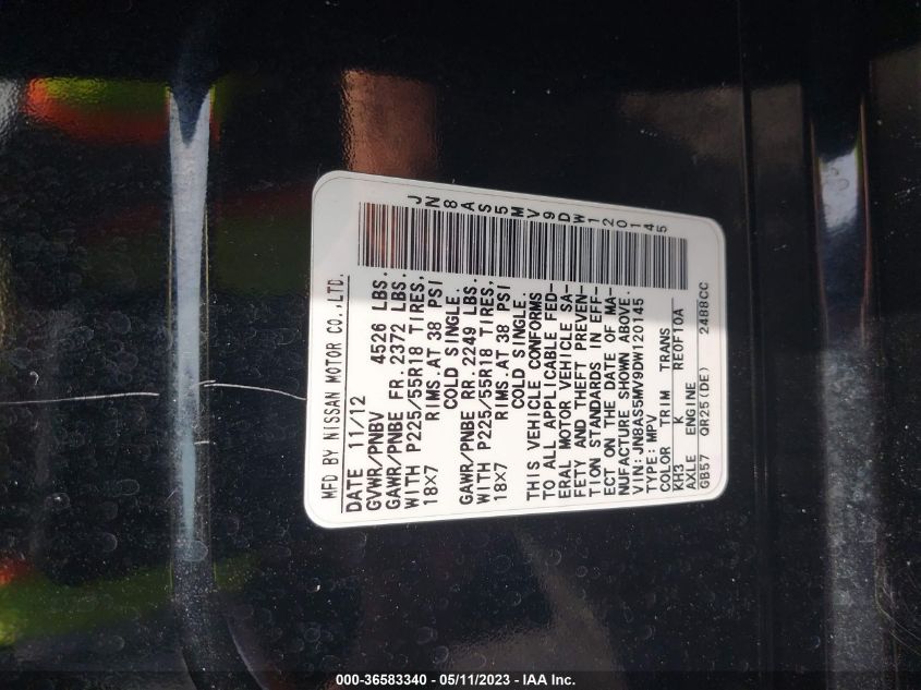 2013 NISSAN ROGUE SL - JN8AS5MV9DW120145