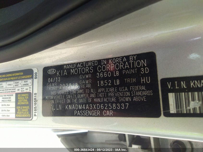 2013 KIA RIO LX - KNADM4A3XD6258337