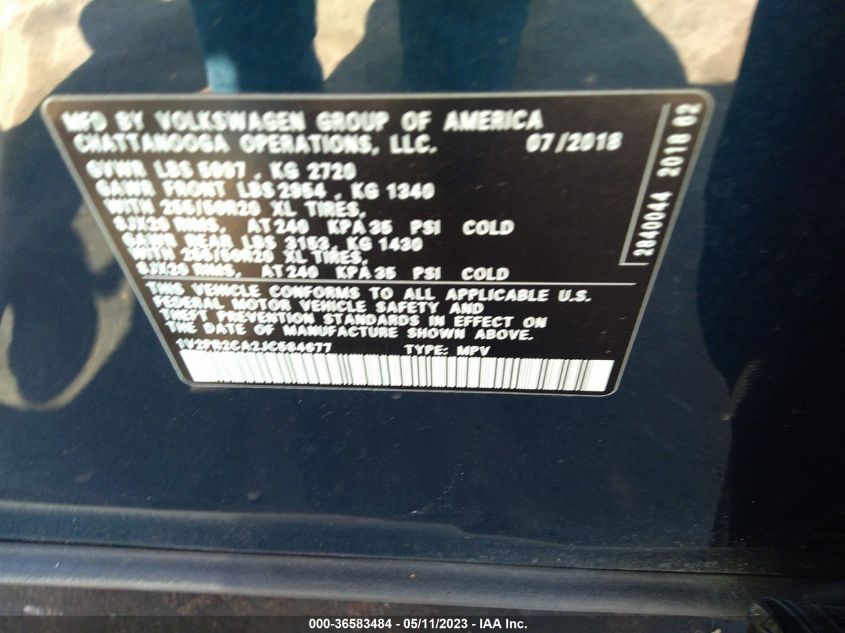 2018 VOLKSWAGEN ATLAS 3.6L V6 SE W/TECHNOLOGY - 1V2PR2CA2JC584677