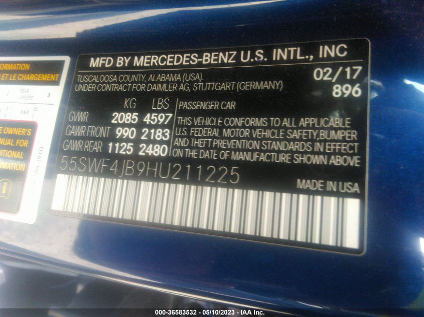 2017 MERCEDES-BENZ C-CLASS C 300 - 55SWF4JB9HU211225