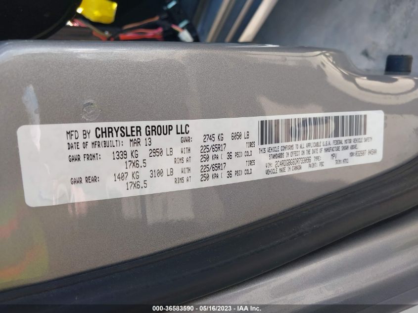 2013 DODGE GRAND CARAVAN SE - 2C4RDGBG6DR733096