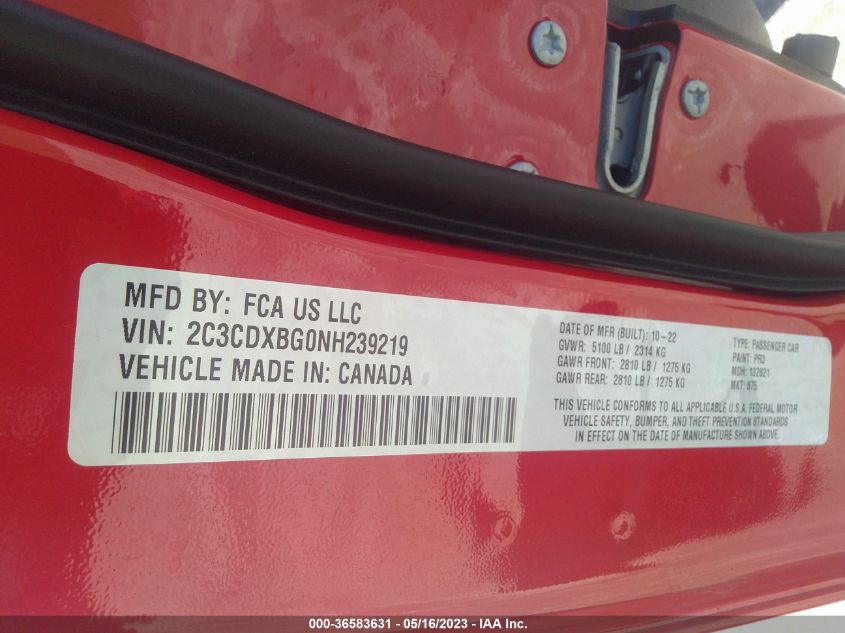 2022 DODGE CHARGER SXT - 2C3CDXBG0NH239219