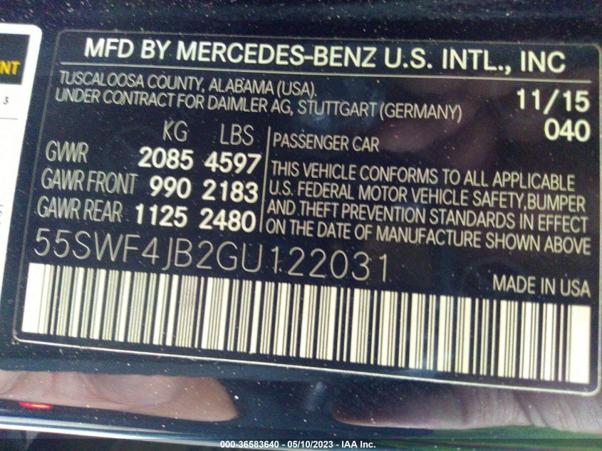 2016 MERCEDES-BENZ C-CLASS C 300 - 55SWF4JB2GU122031