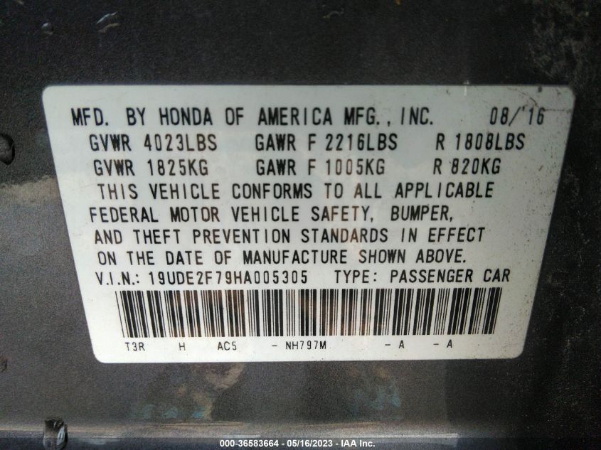 2017 ACURA ILX W - 19UDE2F79HA005305