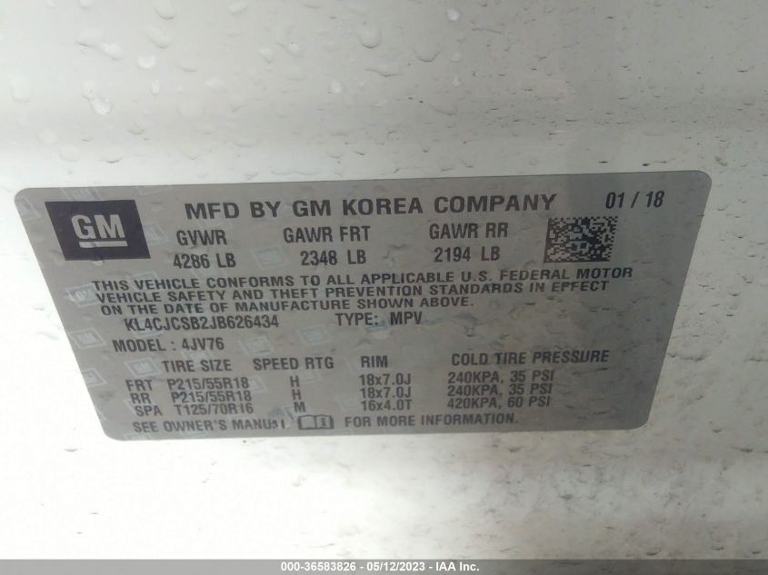 2018 BUICK ENCORE ESSENCE - KL4CJCSB2JB626434