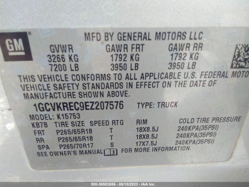 2014 CHEVROLET SILVERADO 1500 LT - 1GCVKREC9EZ207576