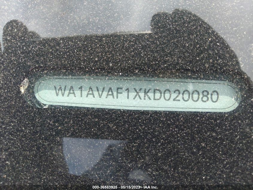 2019 AUDI Q8 PREMIUM WA1AVAF1XKD020080