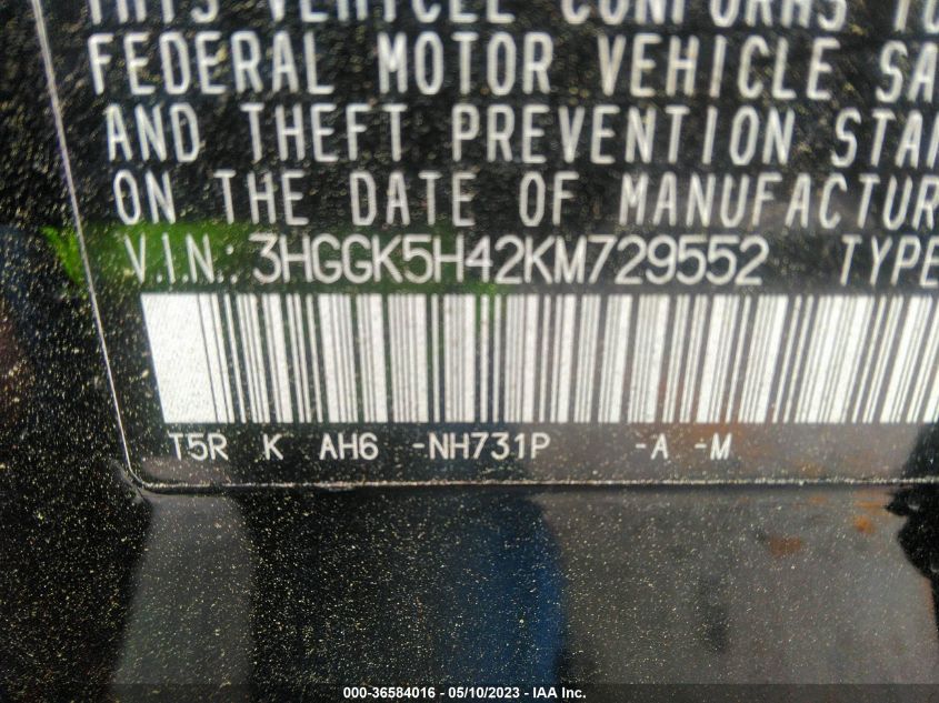 2019 HONDA FIT LX - 3HGGK5H42KM729552