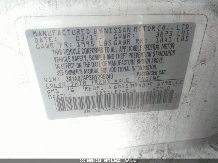2017 NISSAN SENTRA SV - 3N1AB7AP2HY295240