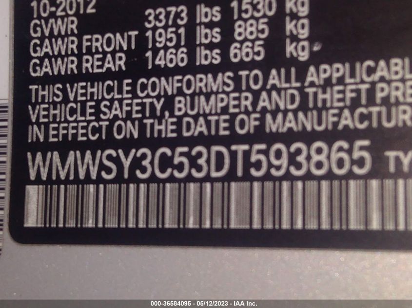 2013 MINI COOPER ROADSTER S - WMWSY3C53DT593865