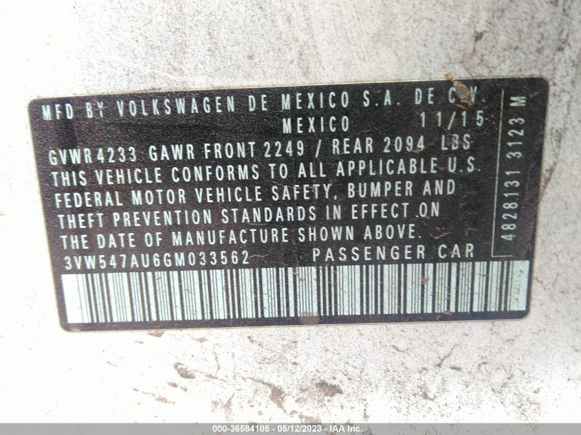 2016 VOLKSWAGEN GOLF GTI AUTOBAHN W - 3VW547AU6GM033562