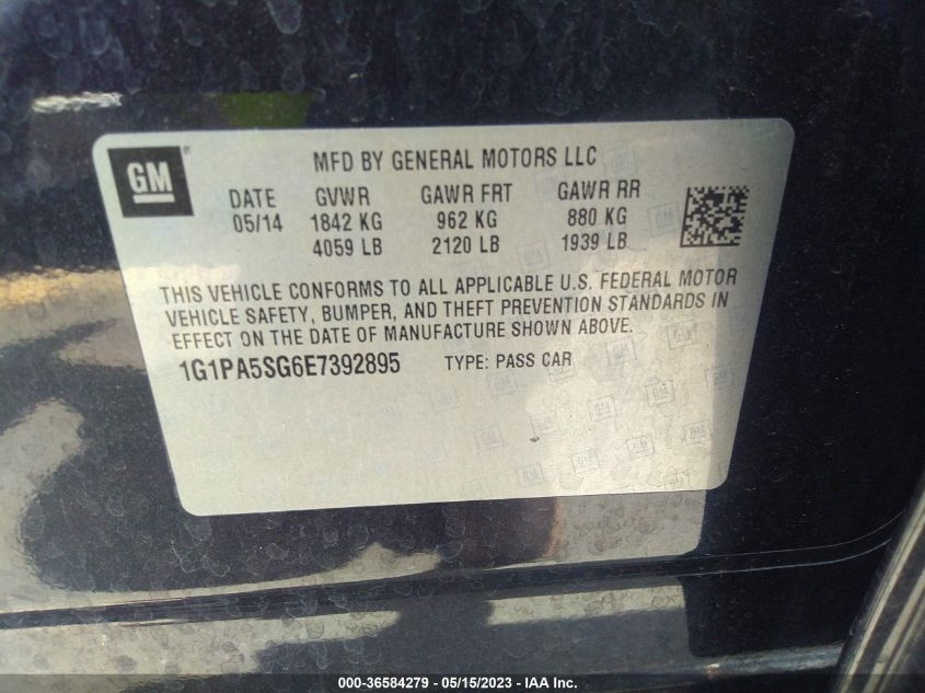 2014 CHEVROLET CRUZE LS - 1G1PA5SG6E7392895