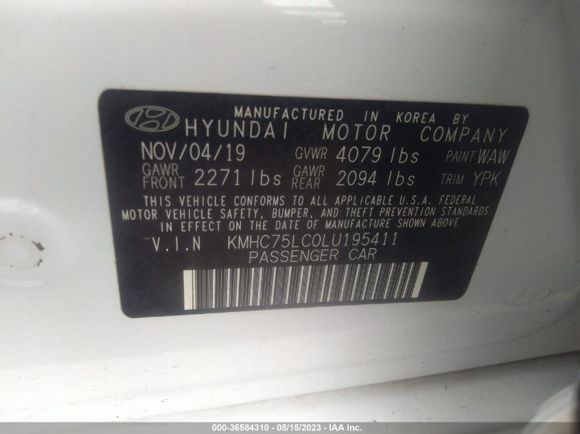 2020 HYUNDAI IONIQ HYBRID SE - KMHC75LC0LU195411