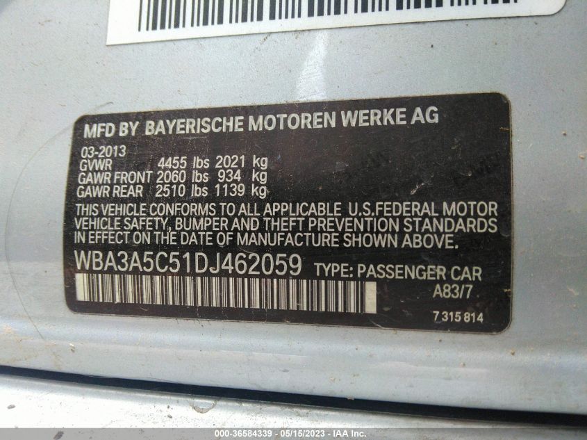 2013 BMW 3 SERIES 328I - WBA3A5C51DJ462059