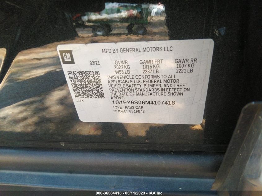 2021 CHEVROLET BOLT EV LT - 1G1FY6S06M4107418