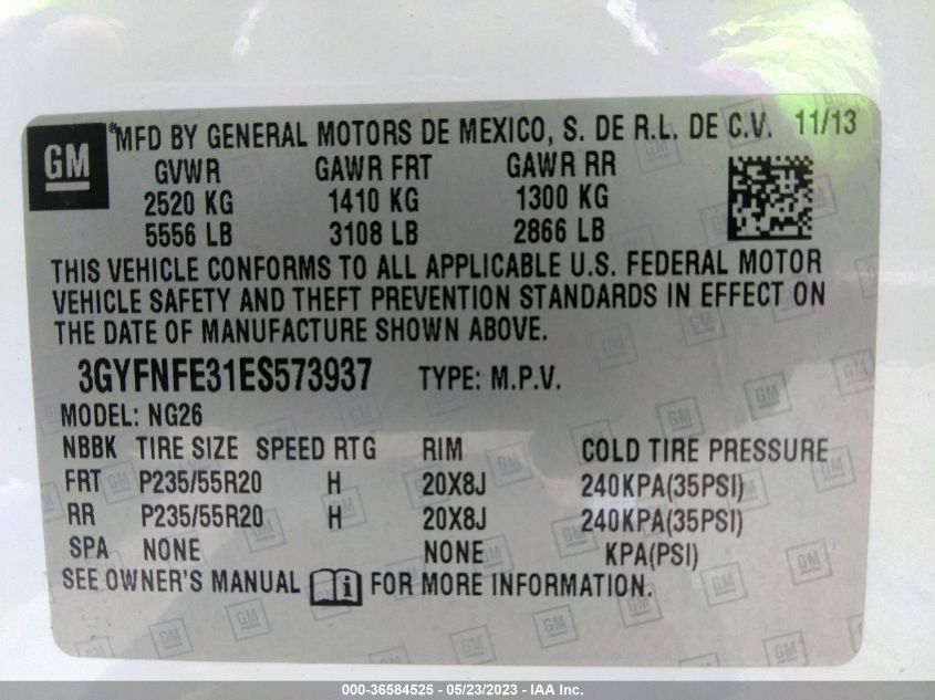 2014 CADILLAC SRX PERFORMANCE COLLECTION - 3GYFNFE31ES573937