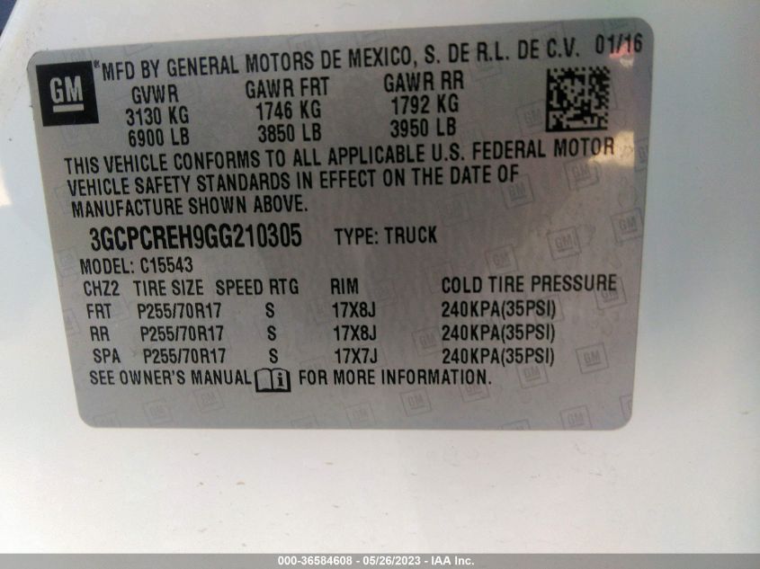 2016 CHEVROLET SILVERADO 1500 LT - 3GCPCREH9GG210305