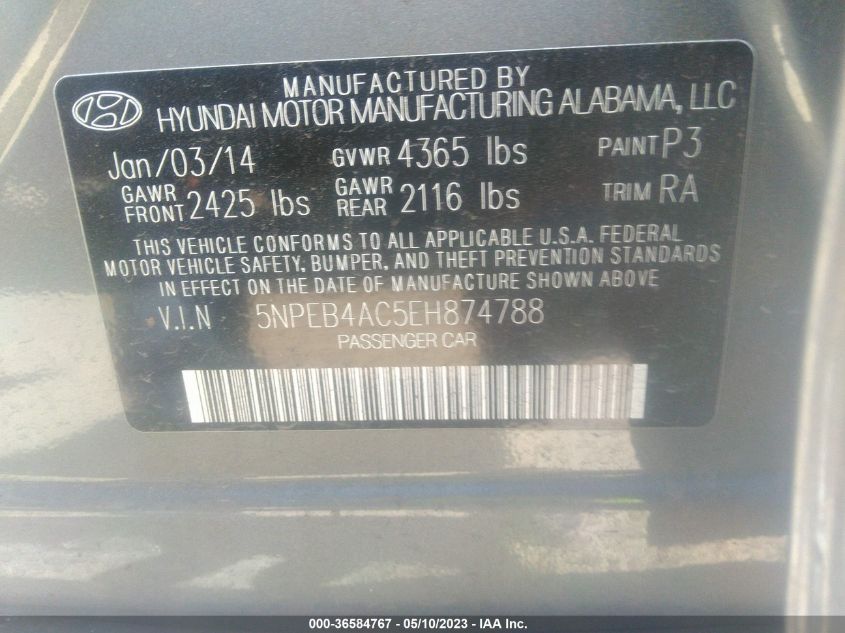 2014 HYUNDAI SONATA GLS - 5NPEB4AC5EH874788