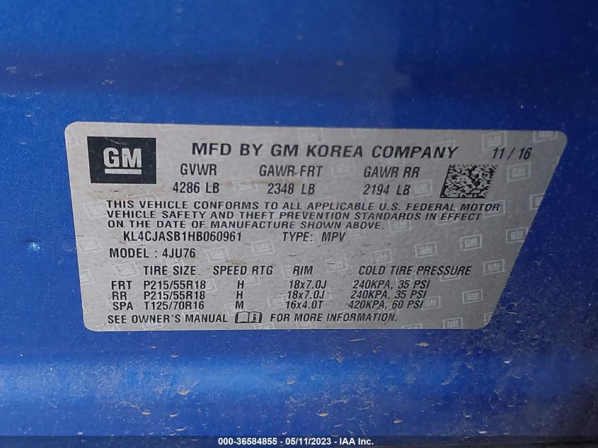 2017 BUICK ENCORE PREFERRED - KL4CJASB1HB060961