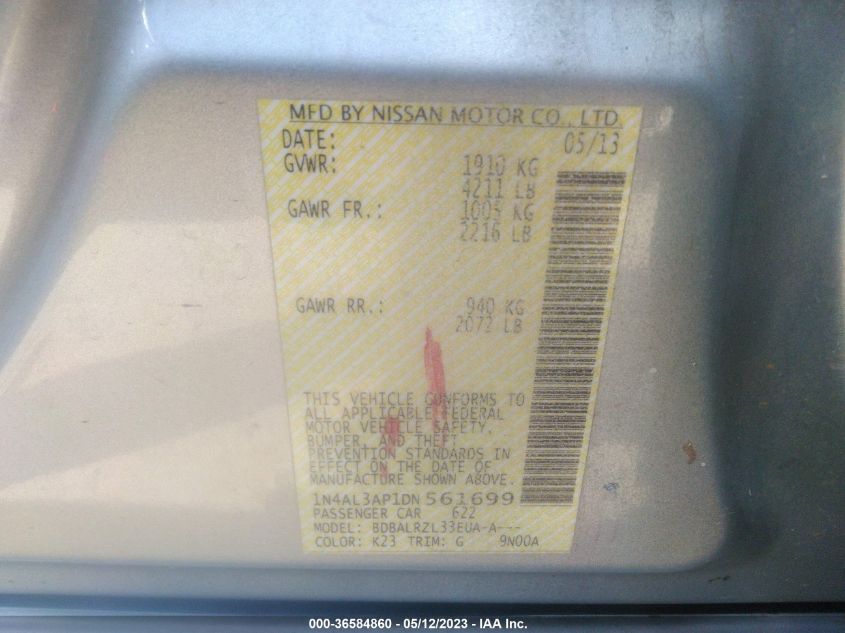 2013 NISSAN ALTIMA 2.5 S - 1N4AL3AP1DN561699