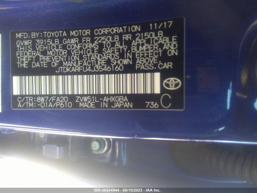 2018 TOYOTA PRIUS TWO/TWO ECO/THREE - JTDKARFU4J3546160