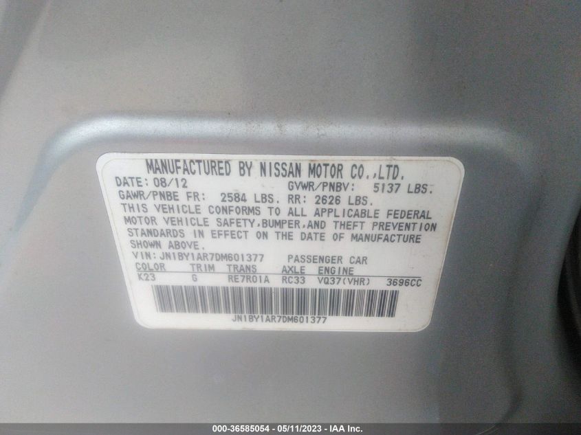 2013 INFINITI M37 JN1BY1AR7DM601377