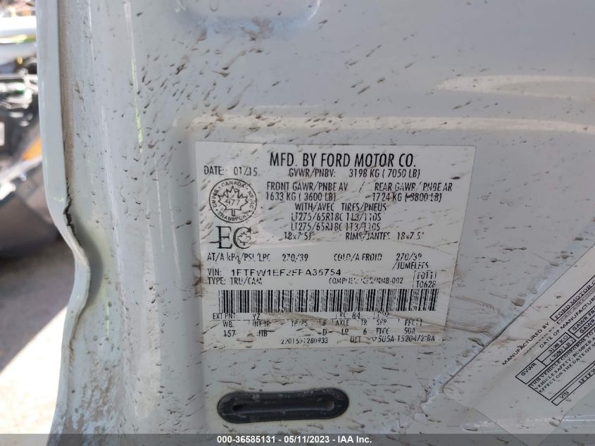 2015 FORD F-150 XLT W - 1FTFW1EF2FFA35754