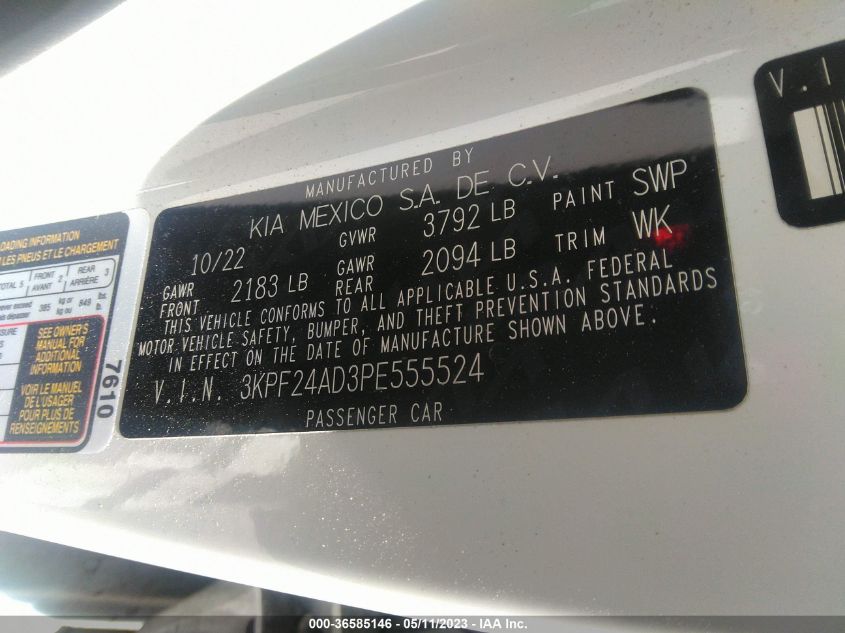 2023 KIA FORTE LXS - 3KPF24AD3PE555524