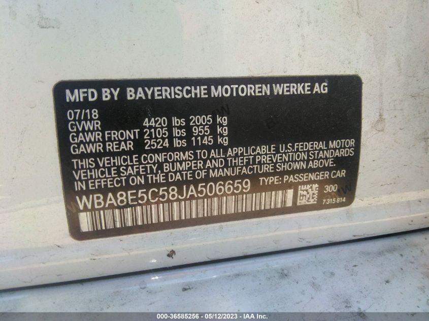 2018 BMW 3 SERIES 328D - WBA8E5C58JA506659