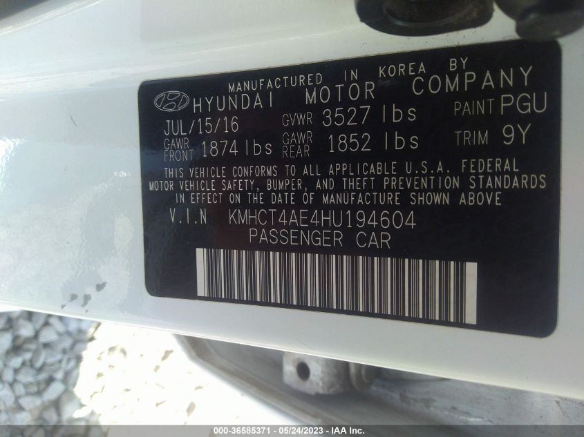 2017 HYUNDAI ACCENT SE - KMHCT4AE4HU194604