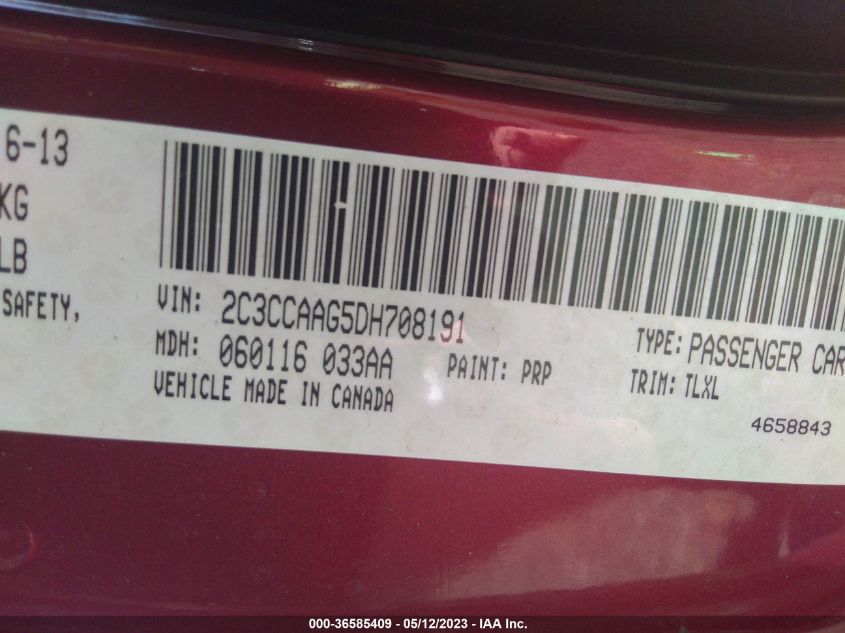 2013 CHRYSLER 300 - 2C3CCAAG5DH708191