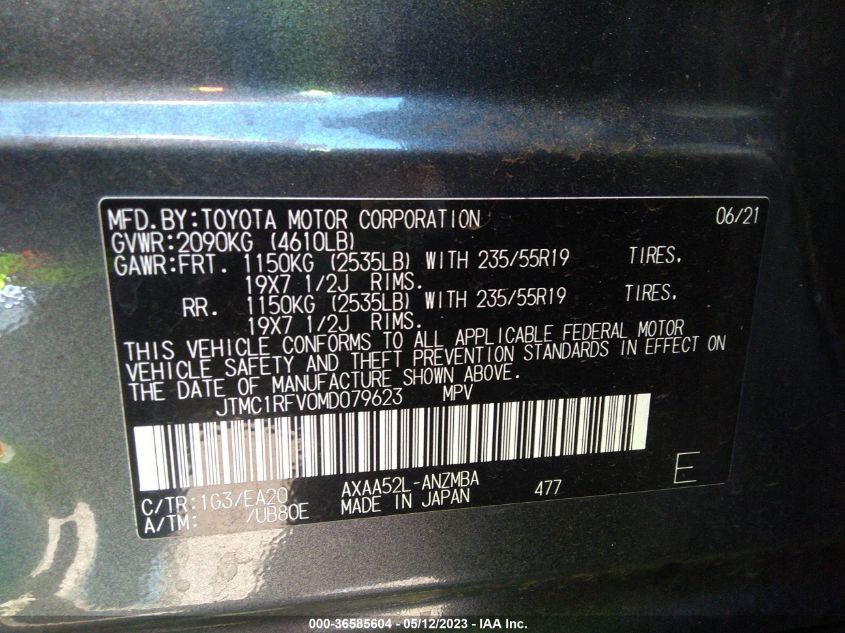 2021 TOYOTA RAV4 XLE PREMIUM - JTMC1RFV0MD079623