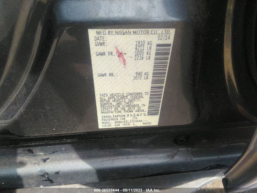 2014 NISSAN ALTIMA 2.5 S - 1N4AL3APXEN355475
