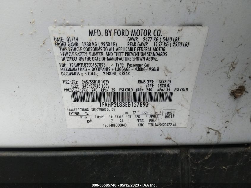 2014 FORD  POLICE INTERCEPTOR 1FAHP2L83EG157893
